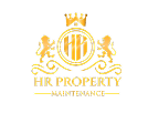 HR Property Maintenance logo in gold and black featuring crowned HR monogram with two lions, symbolizing premium home and property maintenance services in GTA.