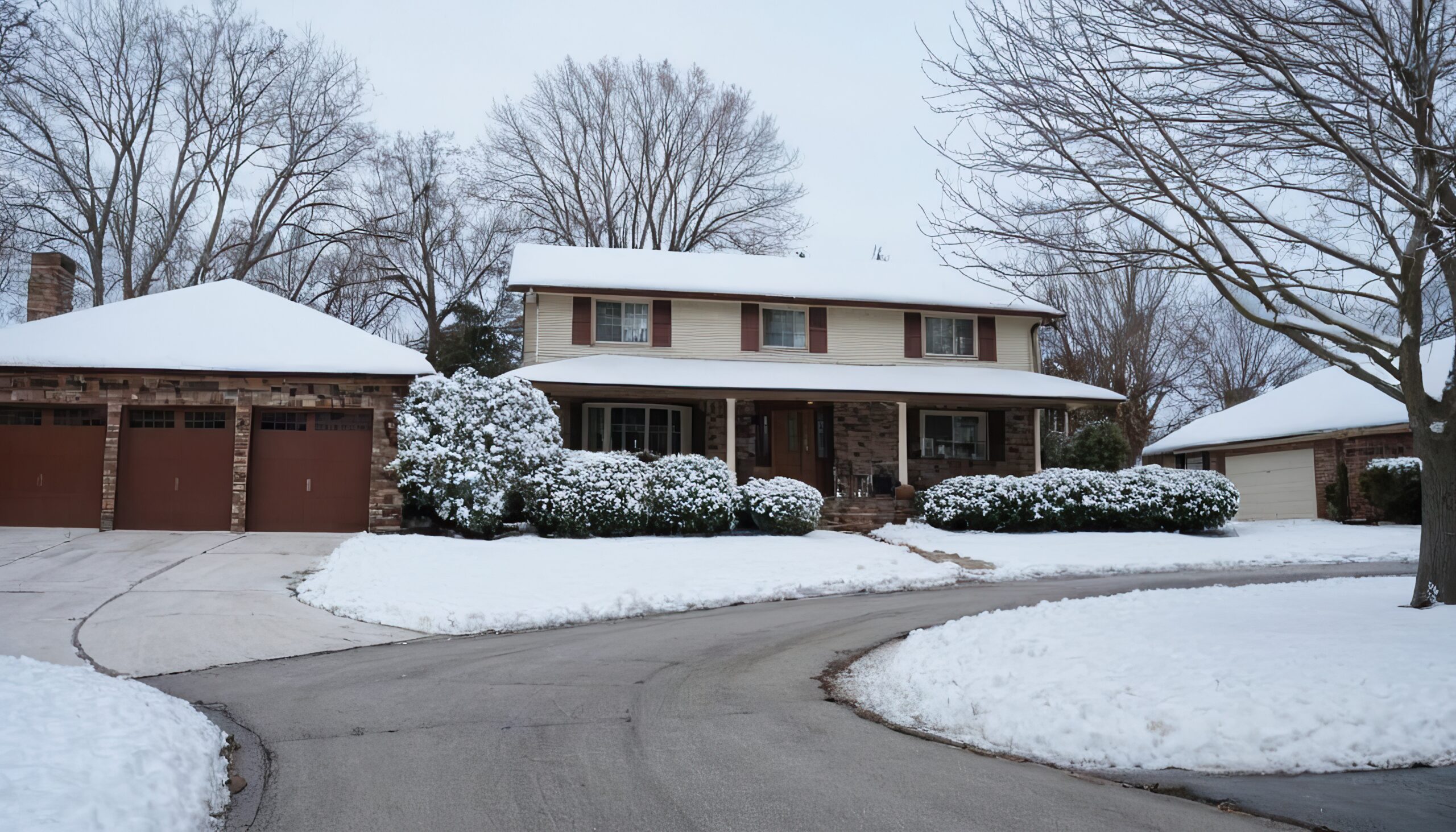 Snow-covered residential home and driveway in the GTA highlighting property owner snow removal responsibilities under local bylaws